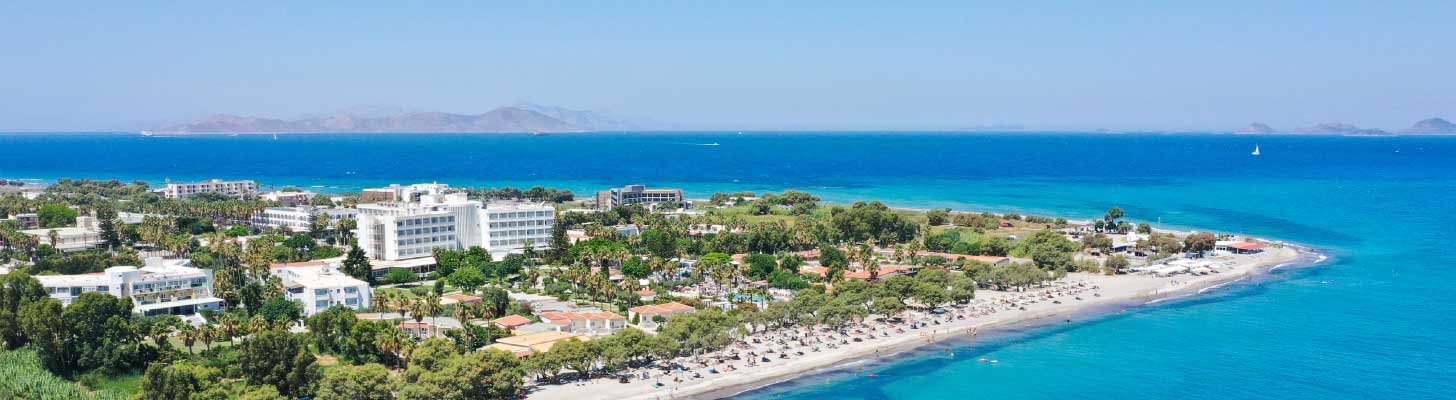 Aerial view of the beach at Lambi in Kos
