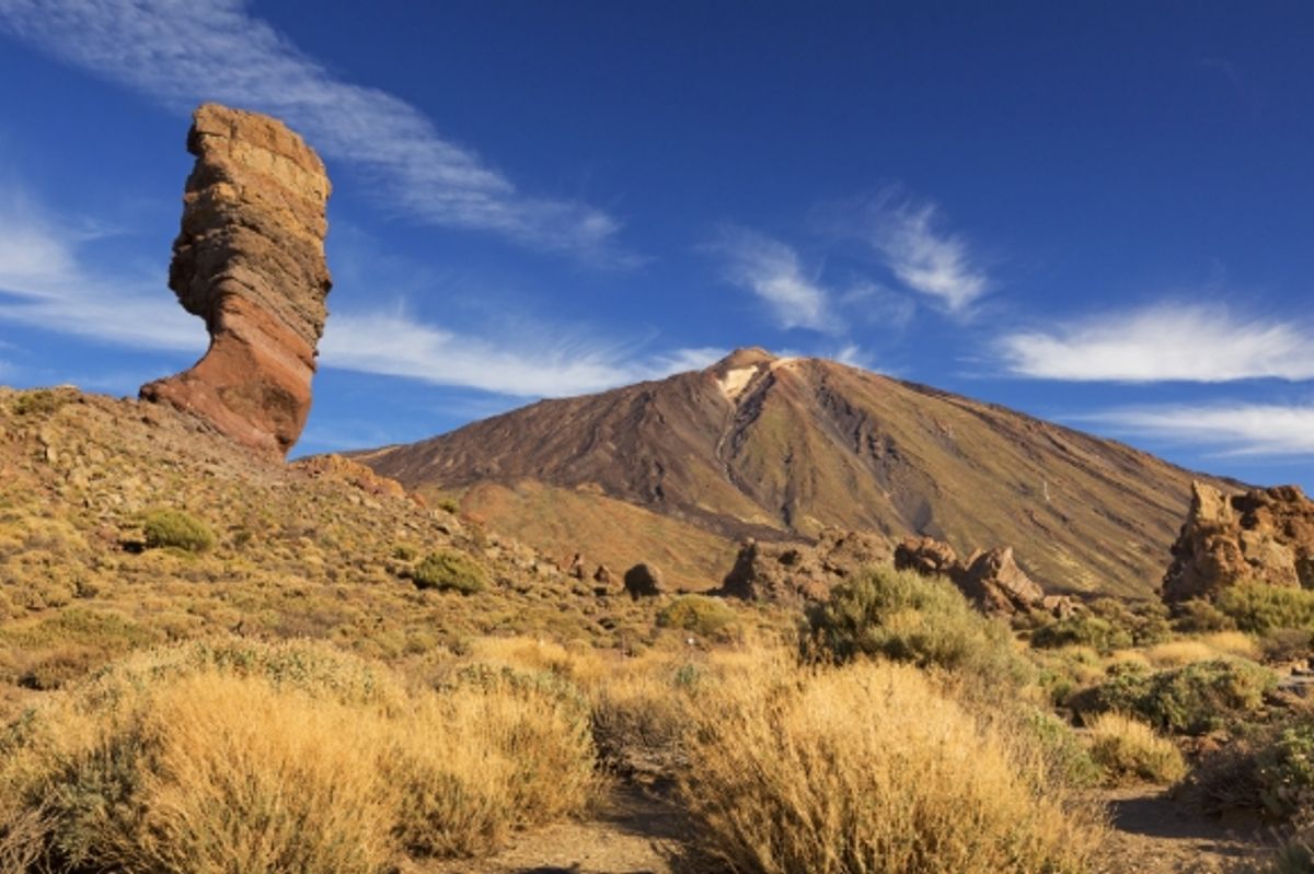 The incredible luna landscape of Teide National Park in Tenerife with Mount Teide in the background