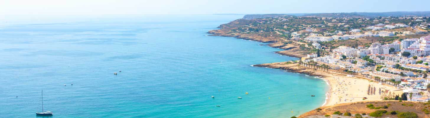 Panoramic view of Praia da Luz in the Algarve