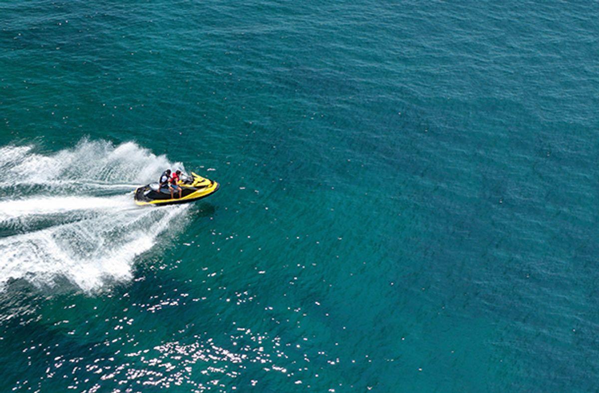 Couple on a jetski on the ocean