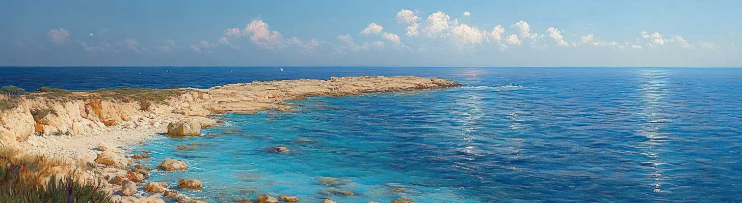 Turquoise waters at San Pawl il-Baħar Beach at Qawra, Malta