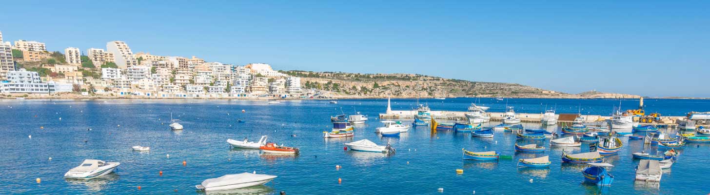 Boats in the harbour at St Paul's Bay in Malta