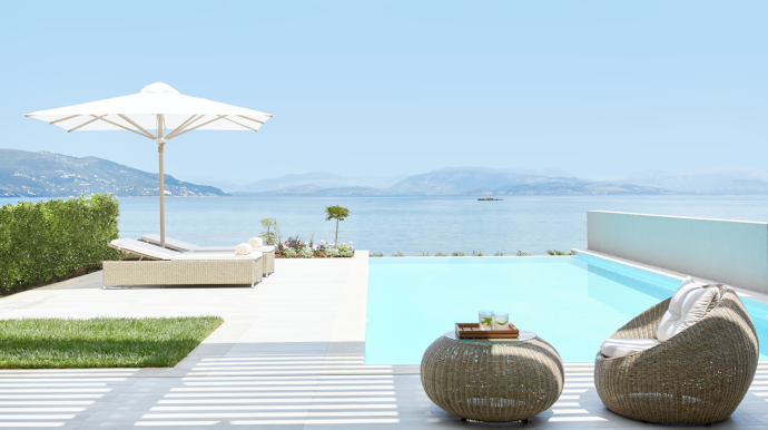 Private Pool overlooking the ocean in the Ikos Dassia