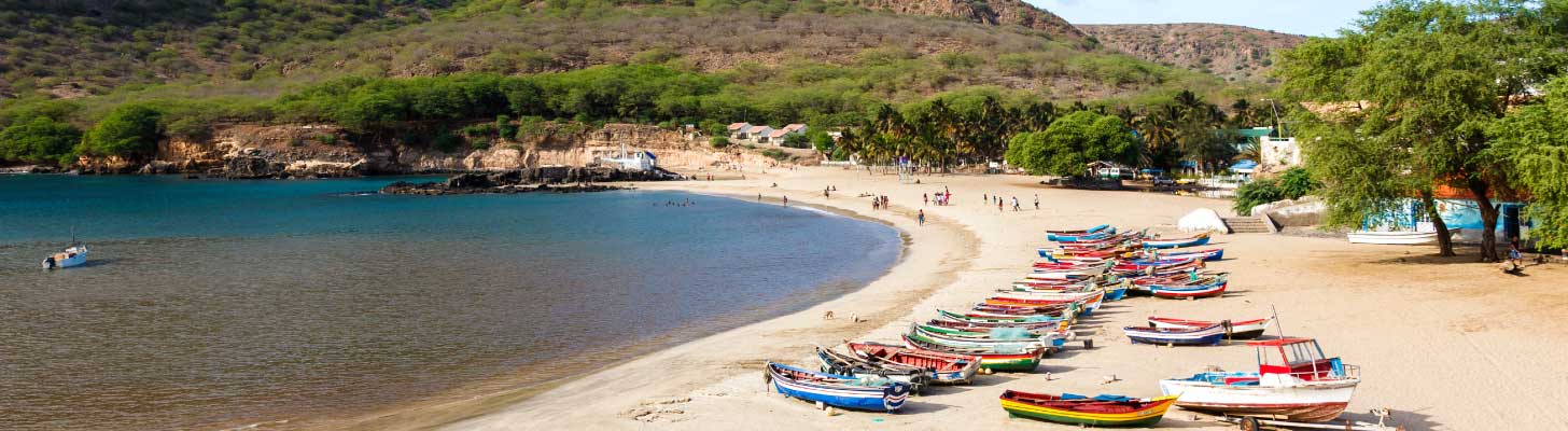 Boats on a beach in Cape Verde