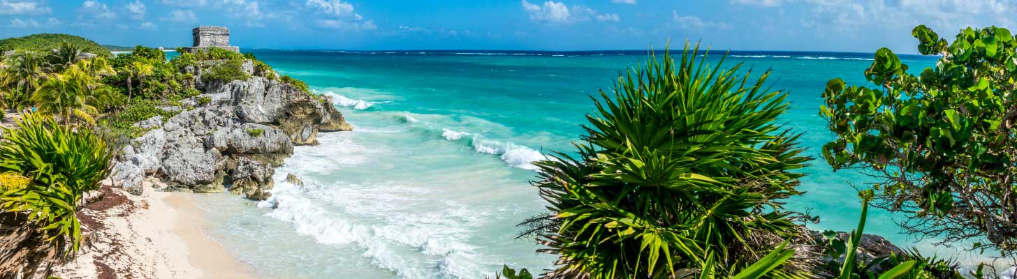 Mayan ruin & tropical beach at Tulum, Mexico