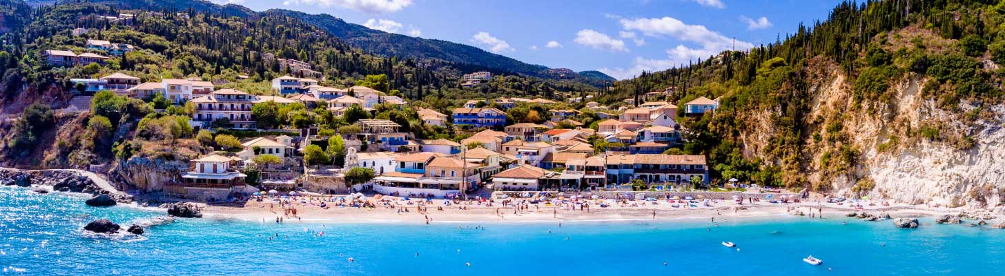 Holidaymakers on the beach in Lefkas
