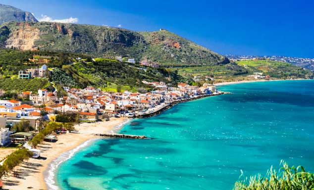 Golden sands & turquoise seas of a beach in Crete