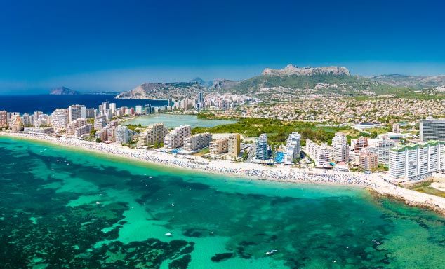 Hotels line the beaches in Costa Blanca