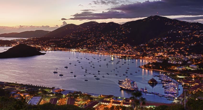 Harbour in St Thomas at sunset