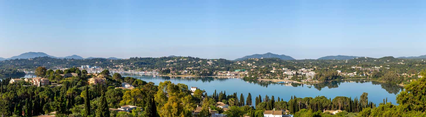 Aerial view of Gouvia in Corfu
