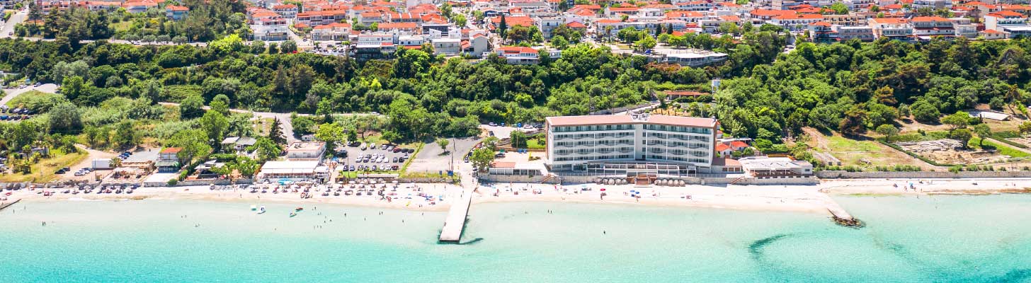 Waterfront view of the beach in Kallithea, Halkidiki