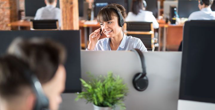 Woman on the phone in a call centre