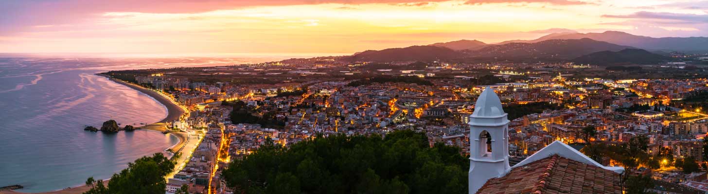 Aerial view of Blanes at sunset