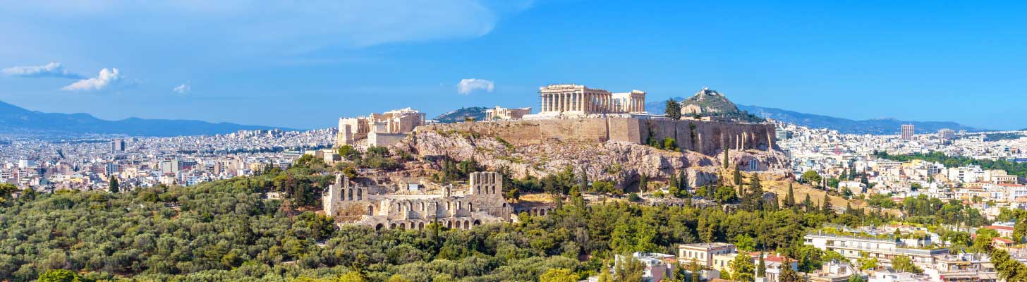 Acropolis set against the blue sky in Athens