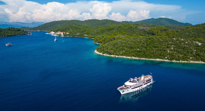 Small Ship cruise at sea with the adriatic coast