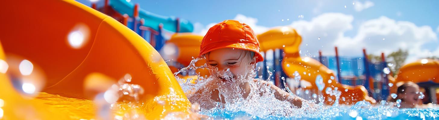 Child playing in swimming pool