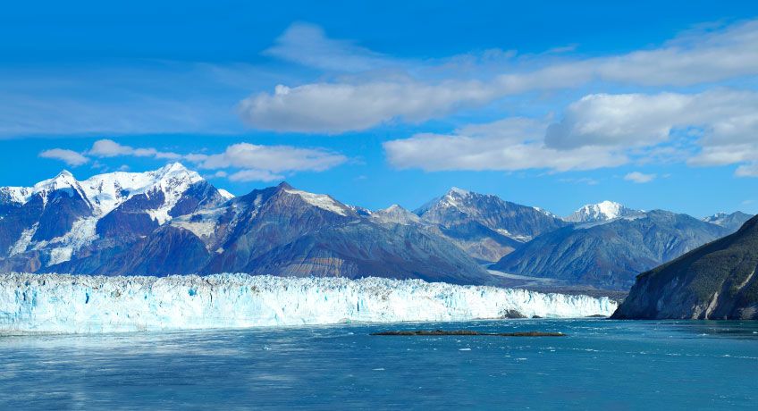 Panoramic view of the Dawes Glacier in Alaska