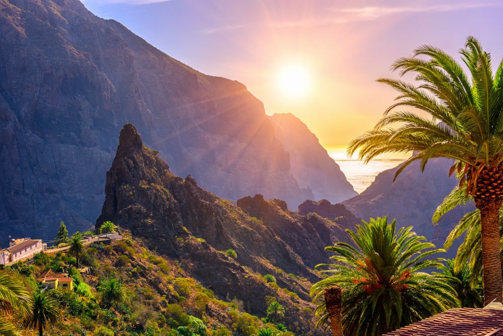Sunset over the coast in Madeira