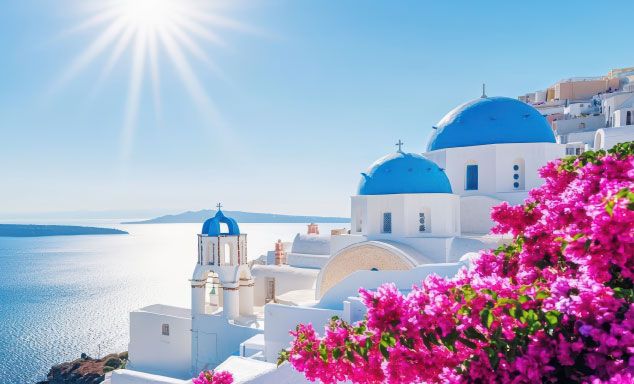 Blue domed churches in Santorini