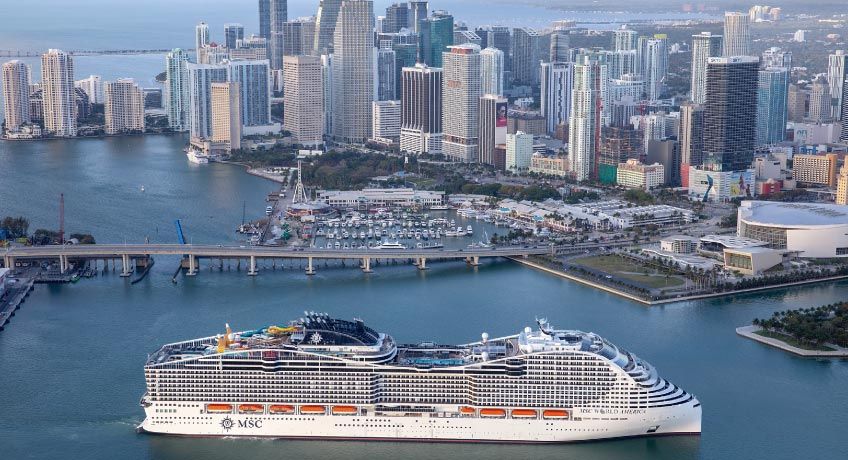 MSC World America sailing into Miami
