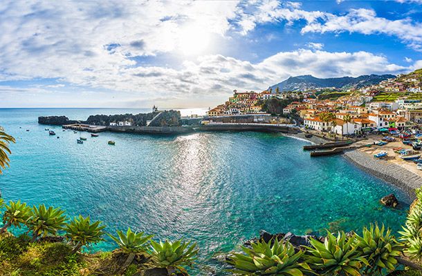 Houses along the shoreline in Madeira