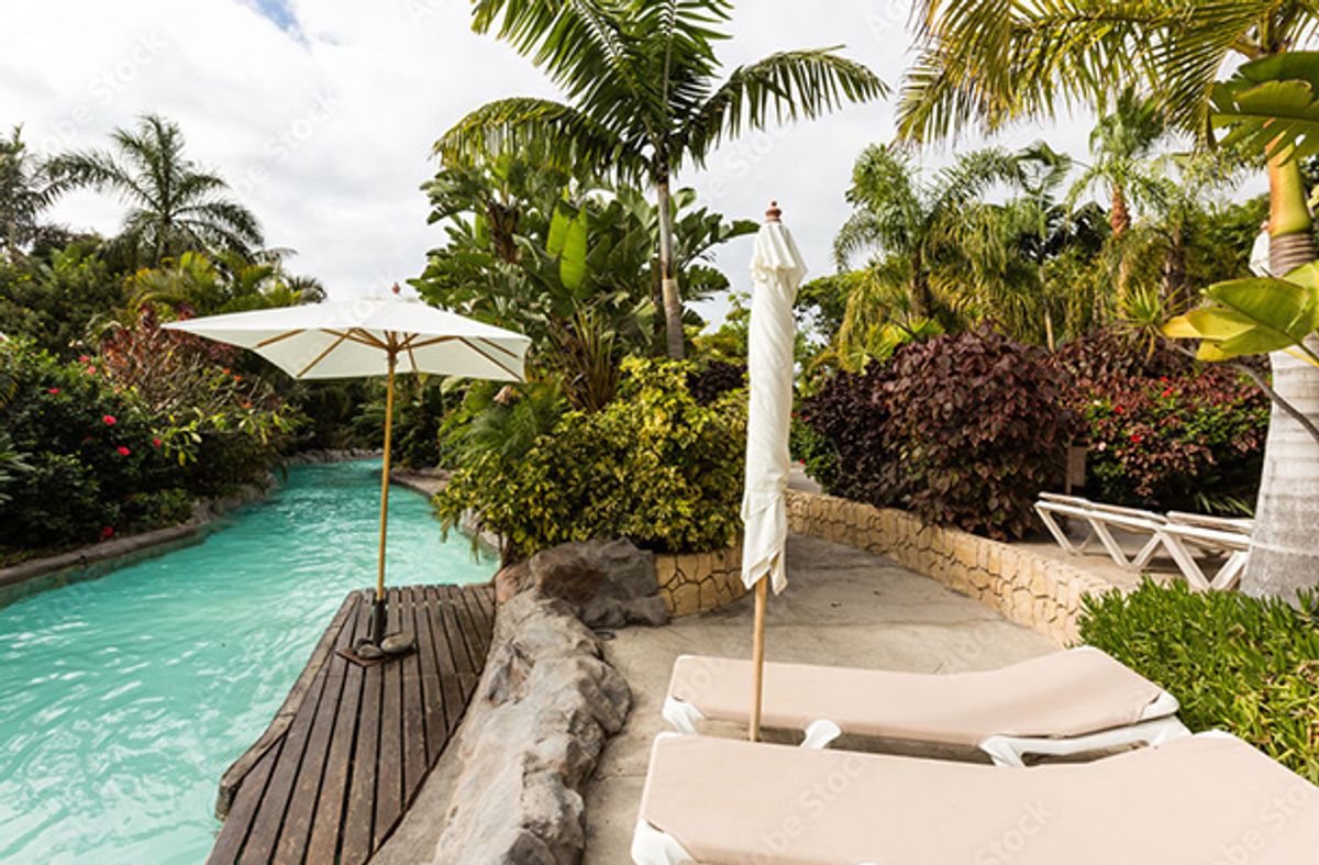 Sunbathing area at Siam Park