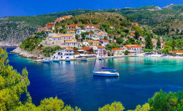 Yacht in the bay at Kefalonia