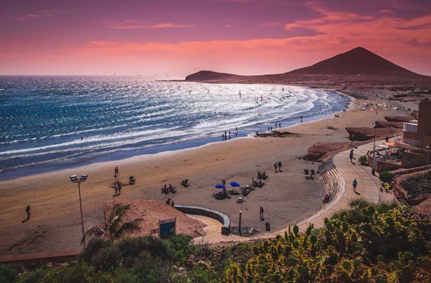 Surfers at El Medano Beach Tenerife