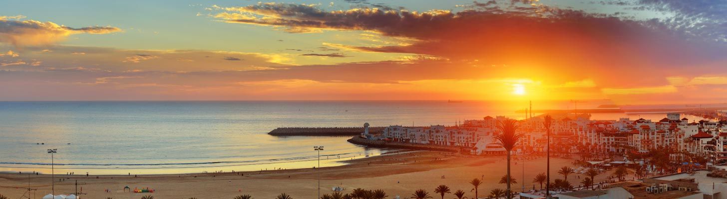 Beach at sunset in Agadir, Morocco