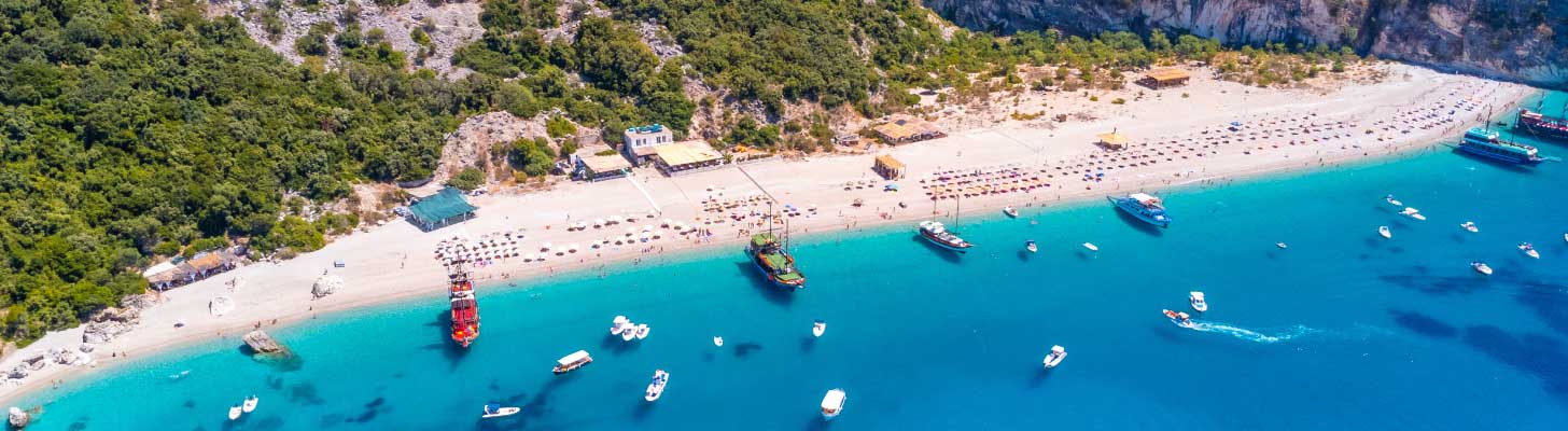 White sands & turquoise waters of Paradise beach in Kroreza, Albania