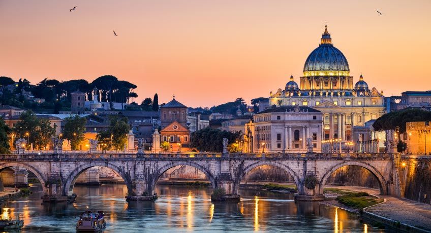 St Peters Basilica at dusk