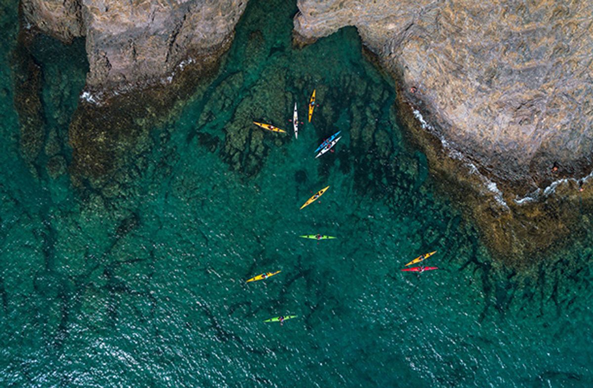 Kayak safari in Lanzarote, aerial view
