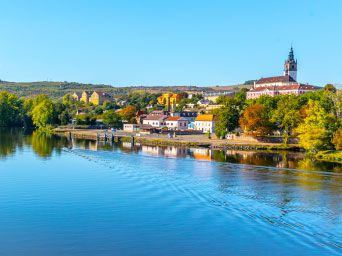 Houses on the edge of a river in Czech Republic