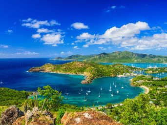 Boats in the harbour in Antigua