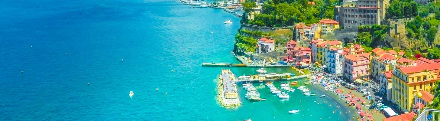 Aerial view of the coastline in Sorrento