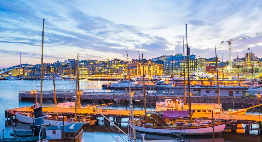 Boats & yachts in the harbour in Oslo, Norway