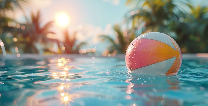 Beach ball in a swimming pool
