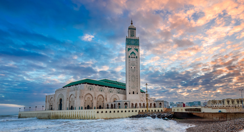 Hassan II Mosque in Casablanca at sunrise
