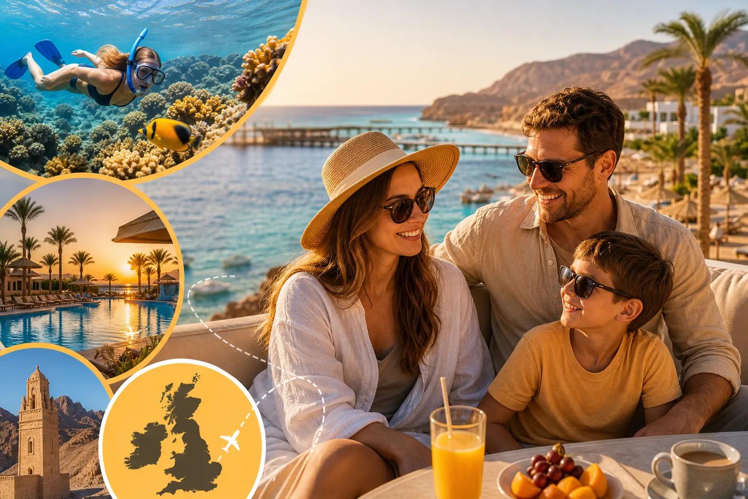 A family enjoys their holiday over a meal in Sharm el Sheikh, Egypt