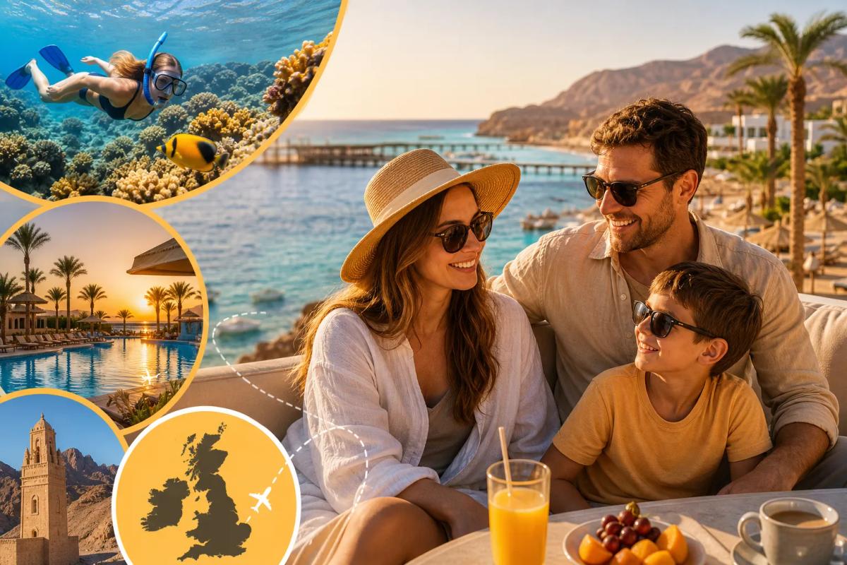A family enjoy breakfast in Sharm El Sheikh