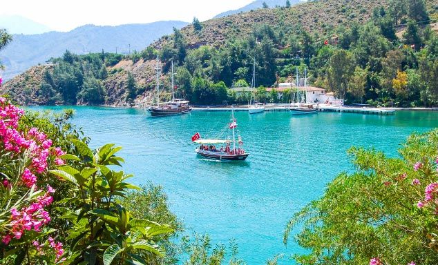 Boats off the shore in Turkey
