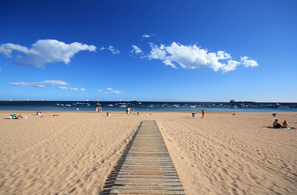 Wooden platform on beach in Tenerife