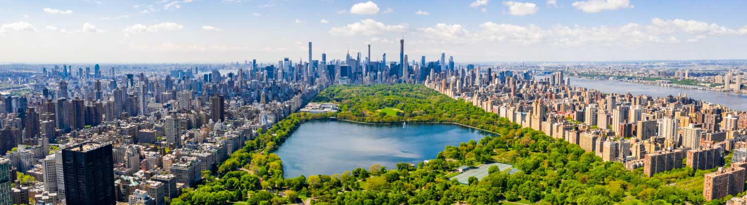 Aerial view of New York city & central park