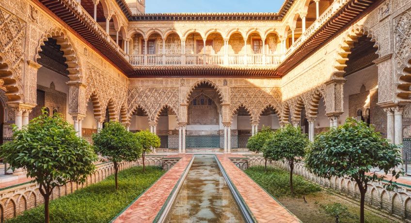 Intricate carving in the Alcazar of Seville