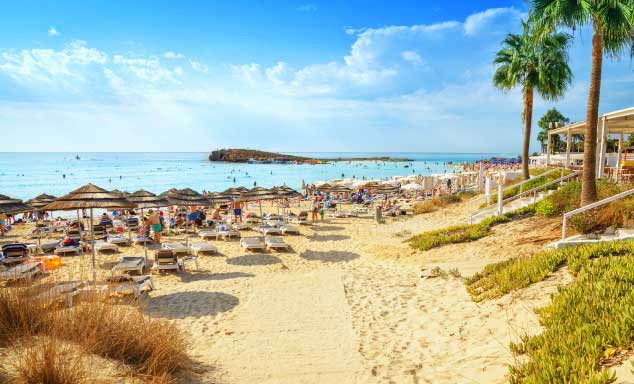 Golden sands of Nissi Beach in Ayia Napa