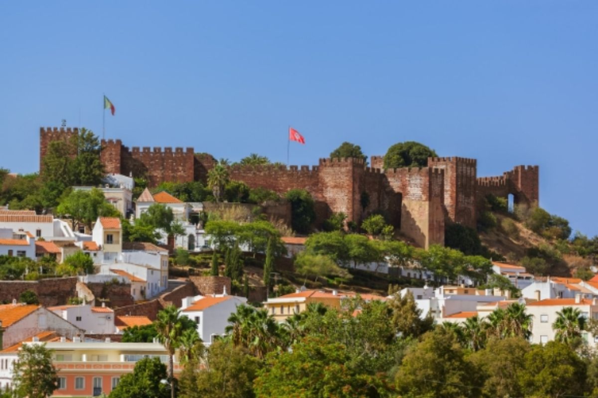 Beautiful moorish castle in Silves town in Portugal's Algarve 