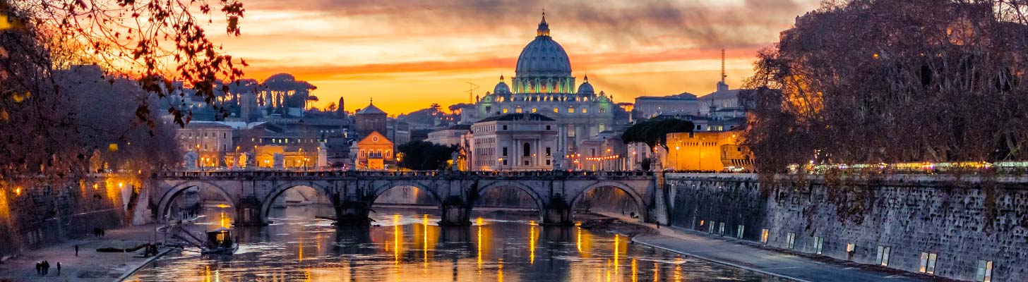 St. Peter's Cathedral at sunset in Rome, Italy