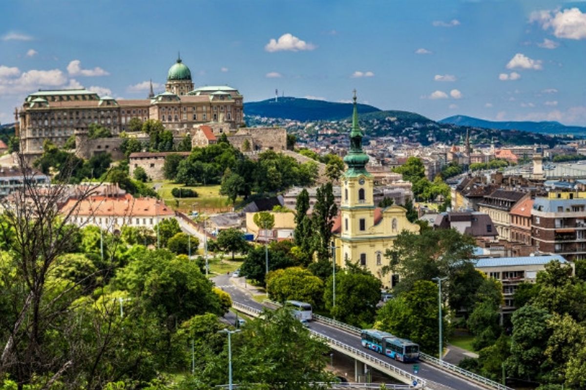 The Royal Palace in Budapest and surrounding landscapes