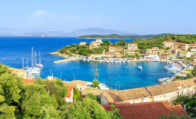 Panoramic view of the harbour in Kassiopi