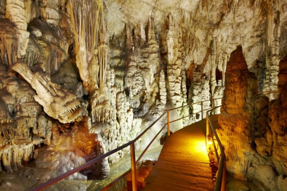 Dikteon cave walkway, the place of Zeus birth in Crete Greece